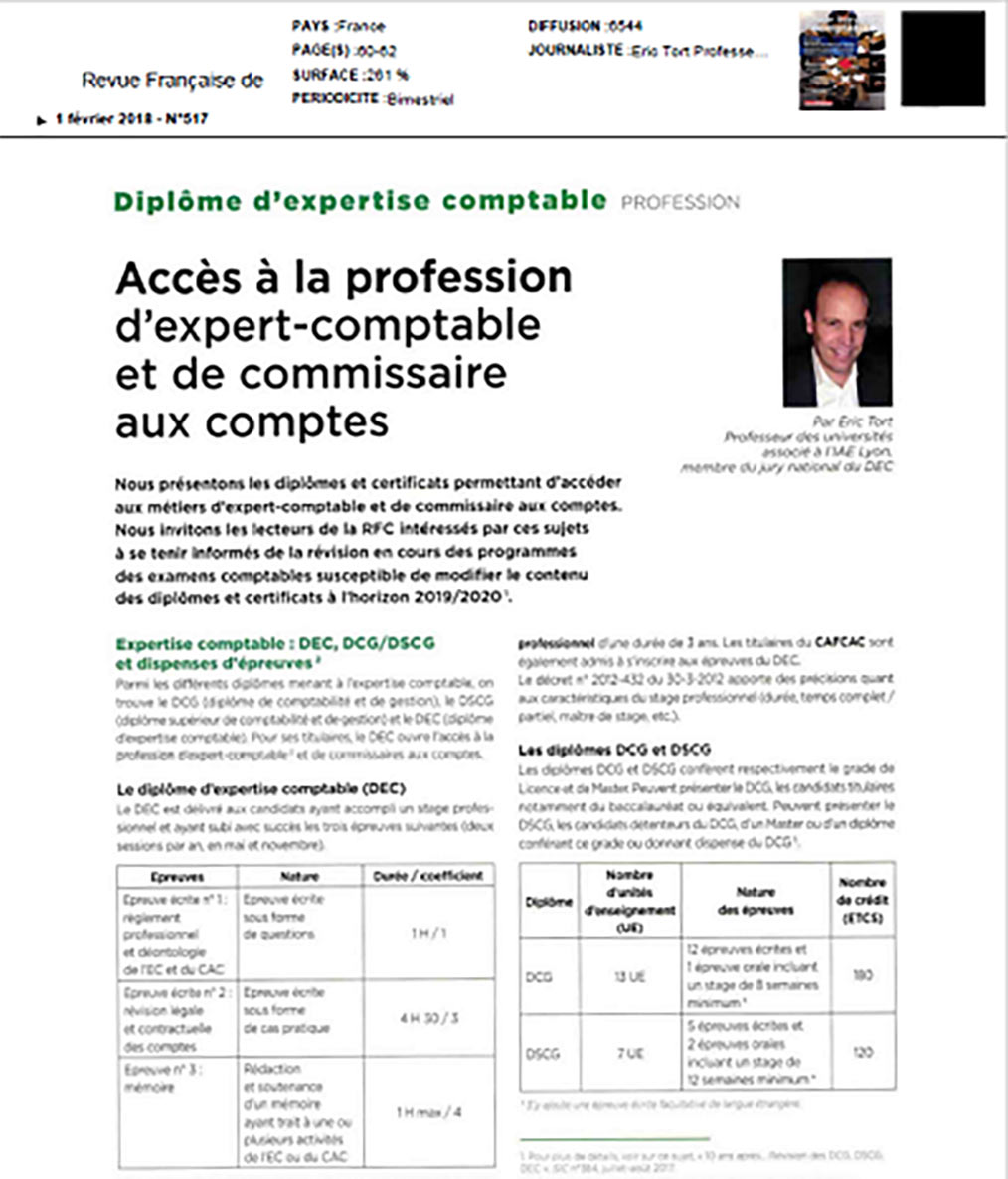 Accès à la profession d'expert-comptable et de commissaire aux comptes