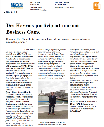 Des Havrais participent au tournoi Business Game 